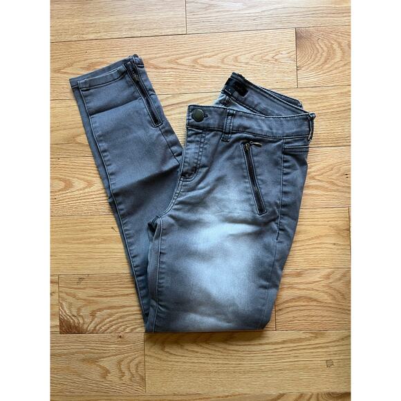 Fire Los Angeles Junior's Skinny Jeans Black Wash Zipper Pockets & Ankles 5 JL - Picture 1 of 12